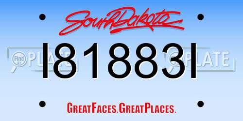 I81883I South Dakota License Plate