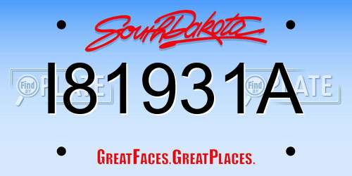 I81931A South Dakota License Plate