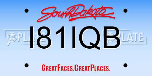 I81IQB South Dakota License Plate
