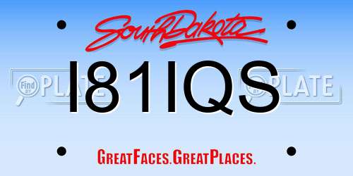 I81IQS South Dakota License Plate