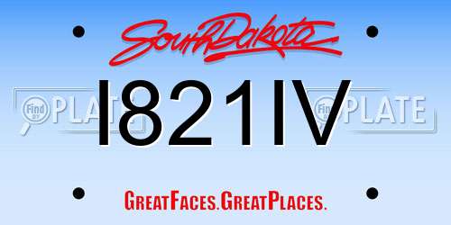 I821IV South Dakota License Plate