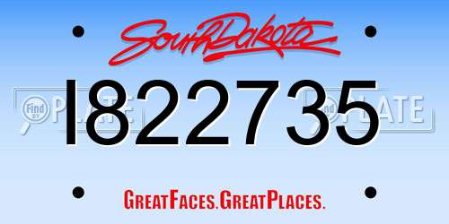 I822735 South Dakota License Plate