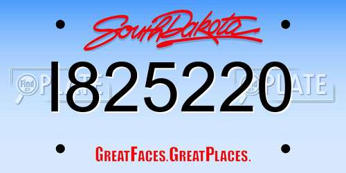 I825220 South Dakota License Plate