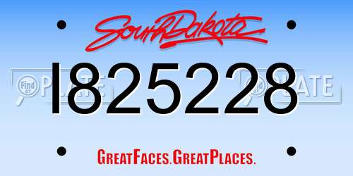 I825228 South Dakota License Plate