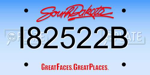 I82522B South Dakota License Plate