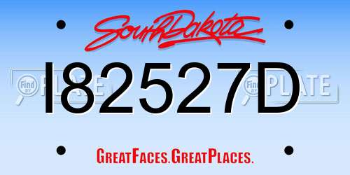 I82527D South Dakota License Plate