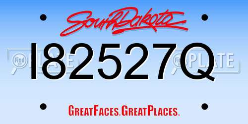 I82527Q South Dakota License Plate