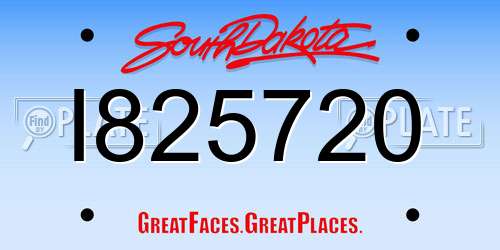 I825720 South Dakota License Plate