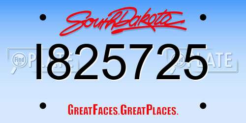 I825725 South Dakota License Plate