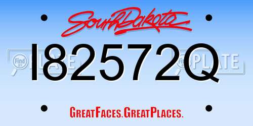 I82572Q South Dakota License Plate