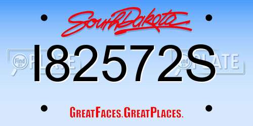 I82572S South Dakota License Plate