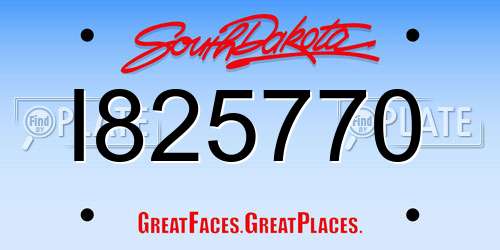 I825770 South Dakota License Plate