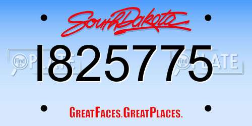 I825775 South Dakota License Plate