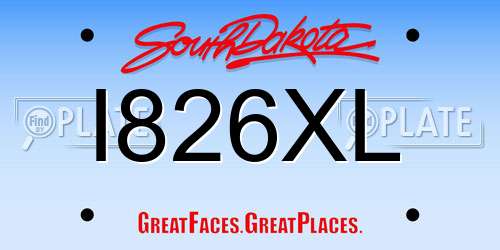 I826XL South Dakota License Plate