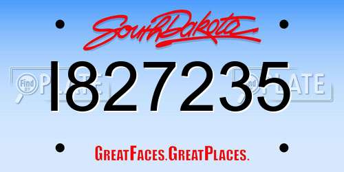 I827235 South Dakota License Plate