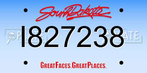 I827238 South Dakota License Plate