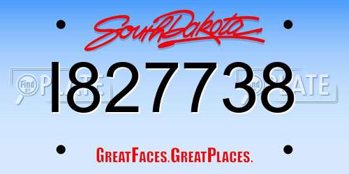 I827738 South Dakota License Plate