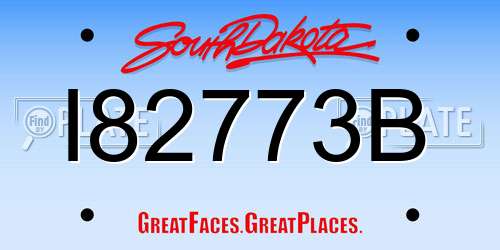 I82773B South Dakota License Plate