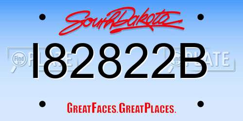 I82822B South Dakota License Plate