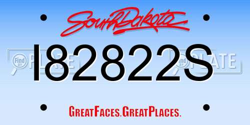 I82822S South Dakota License Plate