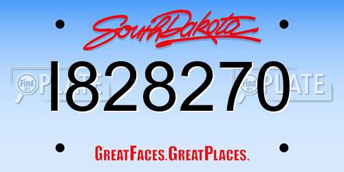 I828270 South Dakota License Plate