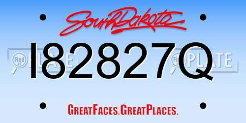 I82827Q South Dakota License Plate