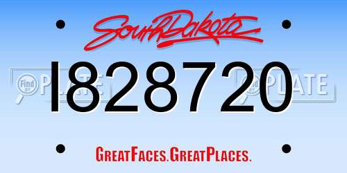 I828720 South Dakota License Plate