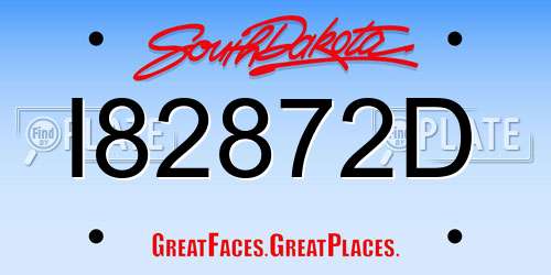 I82872D South Dakota License Plate