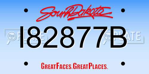 I82877B South Dakota License Plate