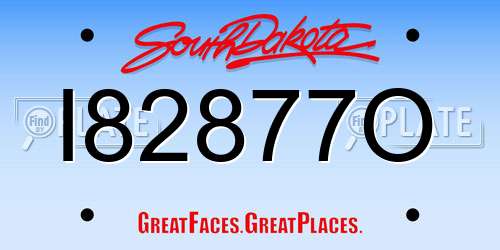 I82877O South Dakota License Plate