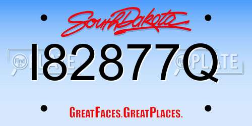 I82877Q South Dakota License Plate