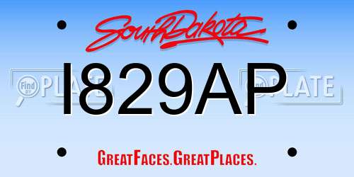 I829AP South Dakota License Plate