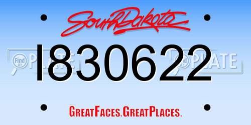 I830622 South Dakota License Plate