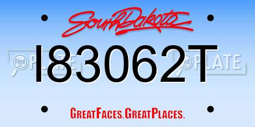 I83062T South Dakota License Plate