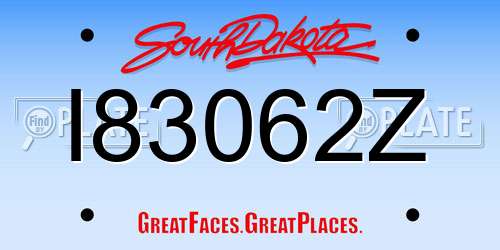 I83062Z South Dakota License Plate