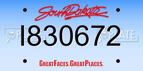 I830672 South Dakota License Plate