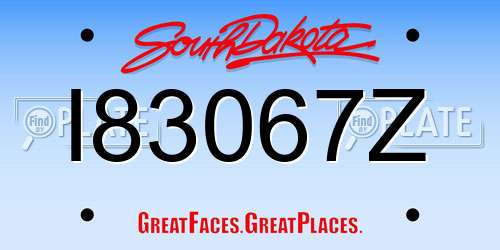 I83067Z South Dakota License Plate