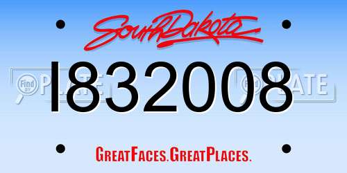 I832008 South Dakota License Plate