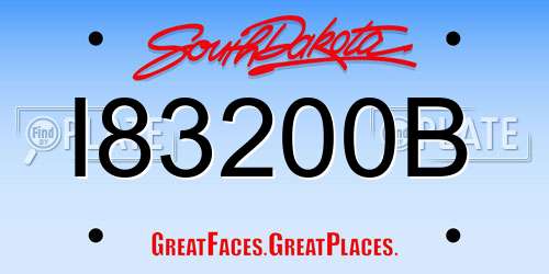 I83200B South Dakota License Plate
