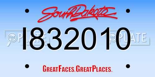 I832010 South Dakota License Plate