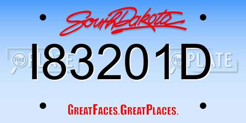I83201D South Dakota License Plate