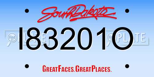 I83201O South Dakota License Plate