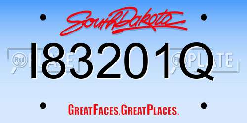 I83201Q South Dakota License Plate