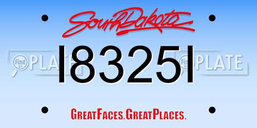 I8325I South Dakota License Plate