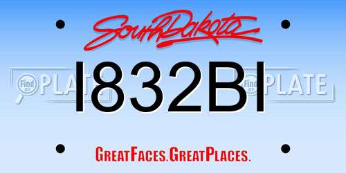 I832BI South Dakota License Plate