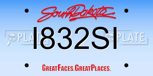 I832SI South Dakota License Plate