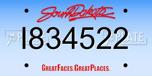 I834522 South Dakota License Plate
