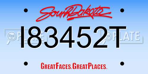 I83452T South Dakota License Plate