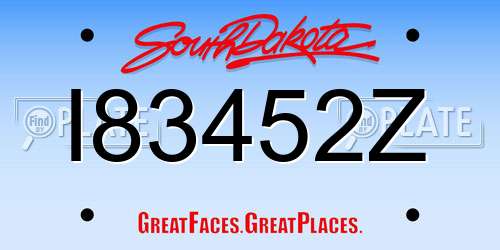 I83452Z South Dakota License Plate