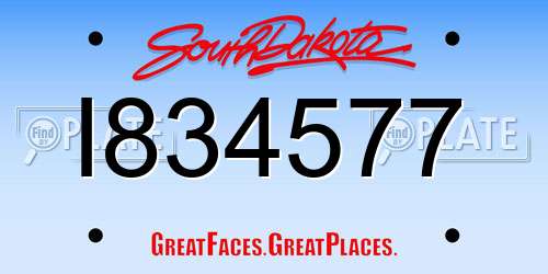 I834577 South Dakota License Plate